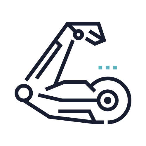 Minimalist illustration of a robotic arm.