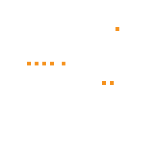 Diagram of a computer screen with pixelated icons, lines, and a magnifying glass pointer, representing a tech or data analysis concept.