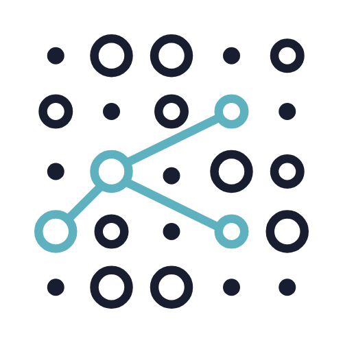 A line graph with three points over a background of scattered circles.