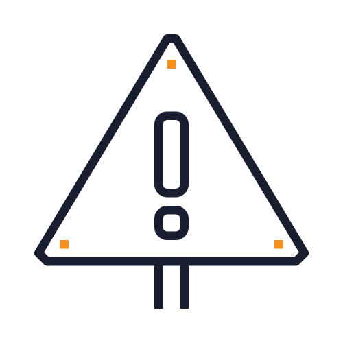 Warning sign with an exclamation mark inside a triangle
