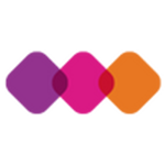 Colorful abstract geometric shapes in purple, pink, and orange.