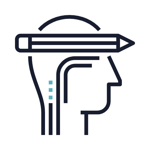 Creativity - Icon of a human head in profile with a large pencil on top