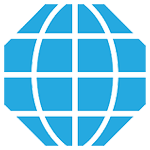 Blue globe icon with grid lines