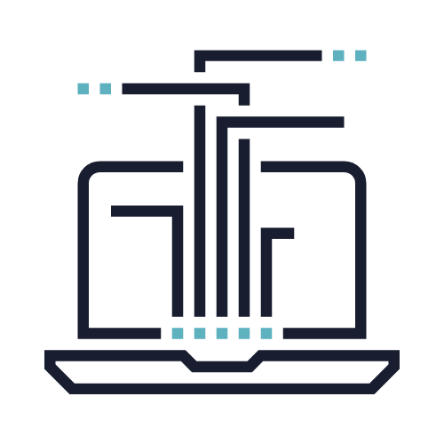 Icon of a laptop and a pipeline with water