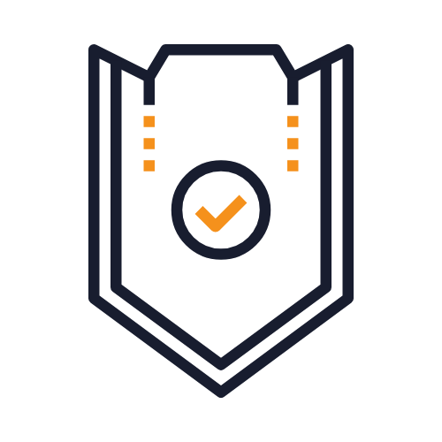 Icon of a shield with a checkmark inside, representing security or protection.