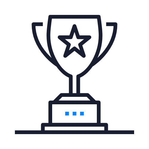 Outline of a trophy cup with a star in the center.