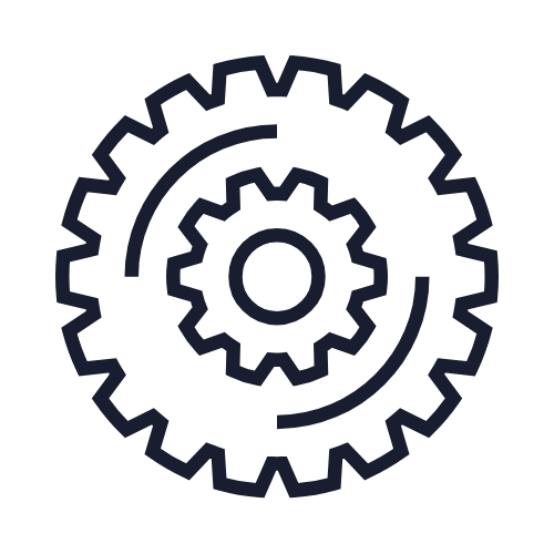 Two interlocking gears, one large and one small, representing machinery or engineering concepts.