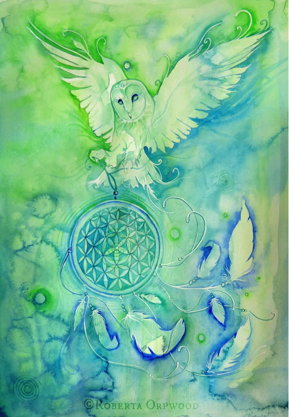 Dreamcatcher Owl Original Watercolour Painting