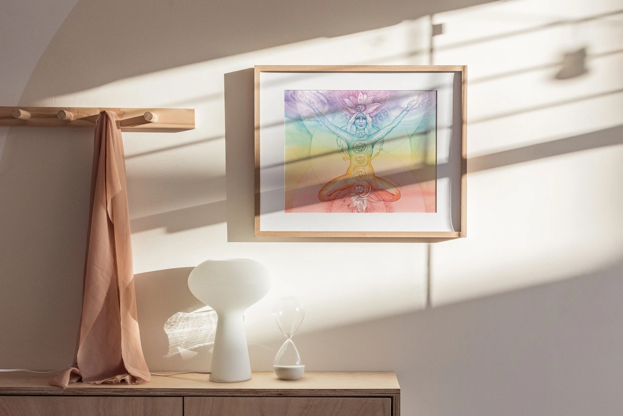 Chakra Medicine woman frame on wall scarf.jpg