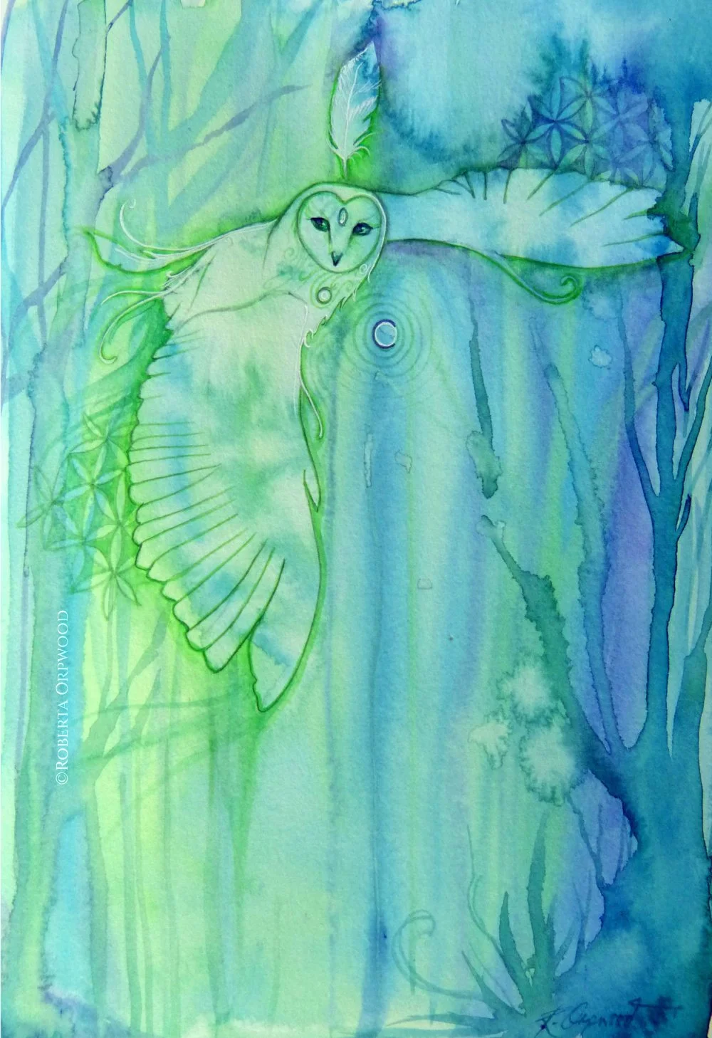 Woodland Owl Spirit Original Watercolour Painting