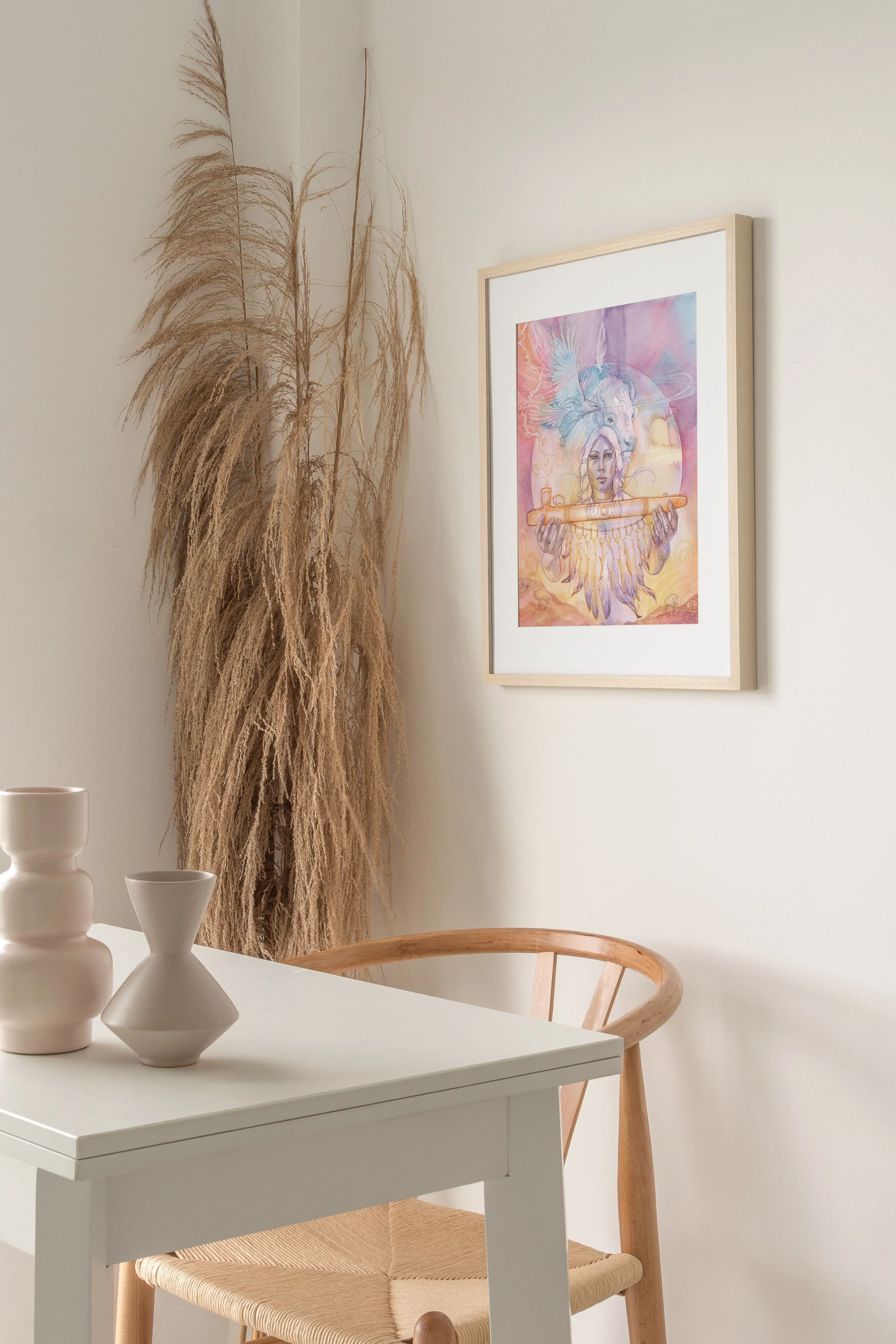 Sacred peace pipe framed on wall scene.jpg