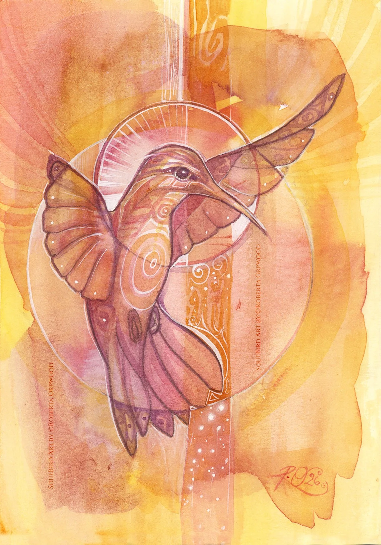 Love's Messenger Hummingbird Original Watercolour Painting