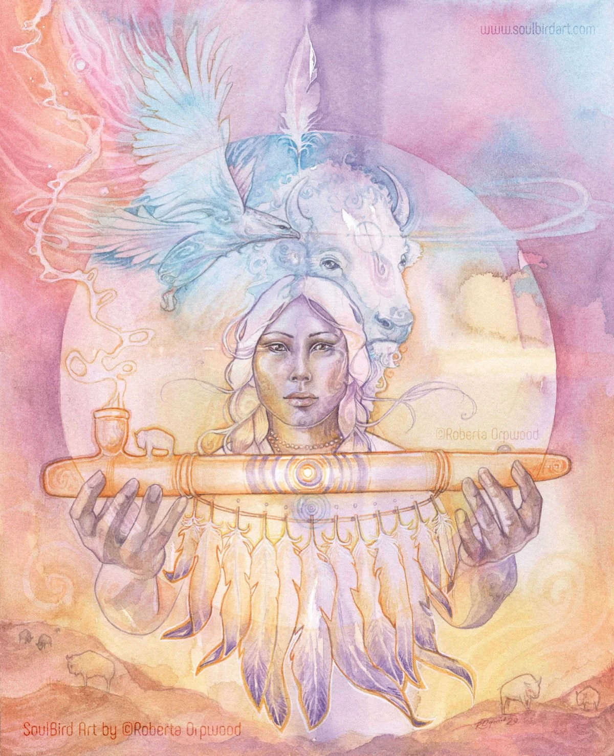 'Sacred Peace Pipe Chanupa - White Buffalo Calf Woman' / SB-C028