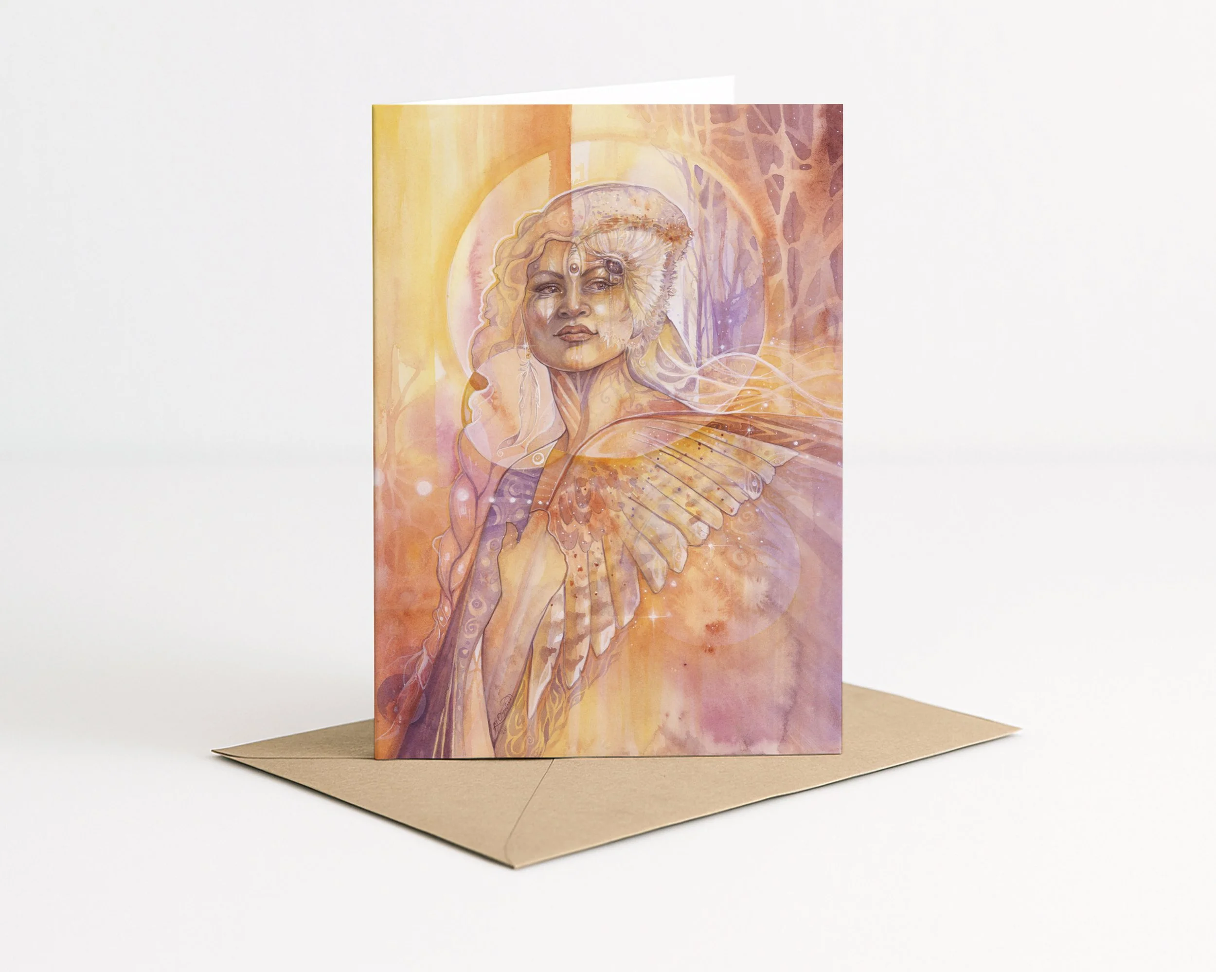 Barn Owl Medicine Woman Greeting Card scene 1.jpg