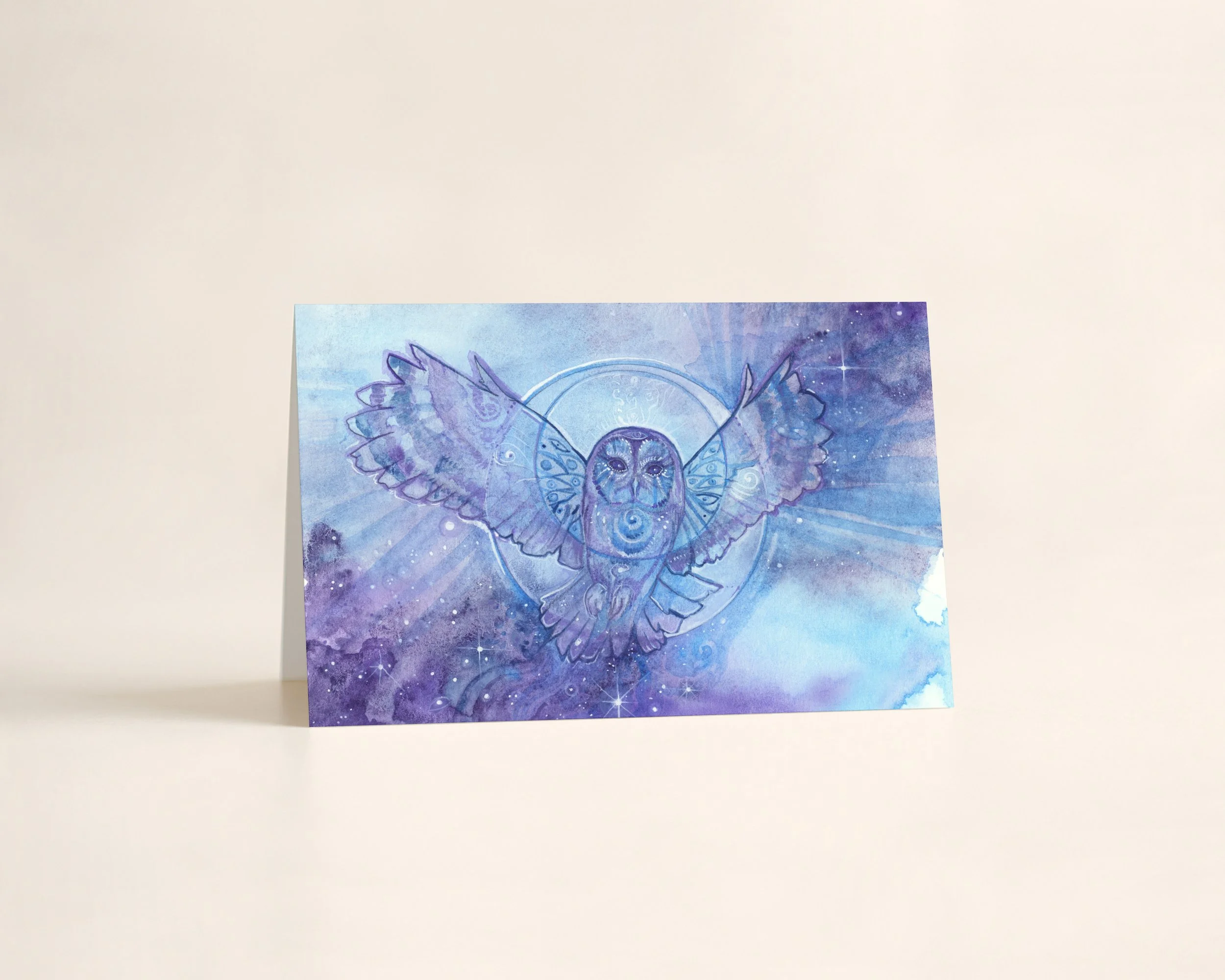 Blue Moon Owl Greeting Card