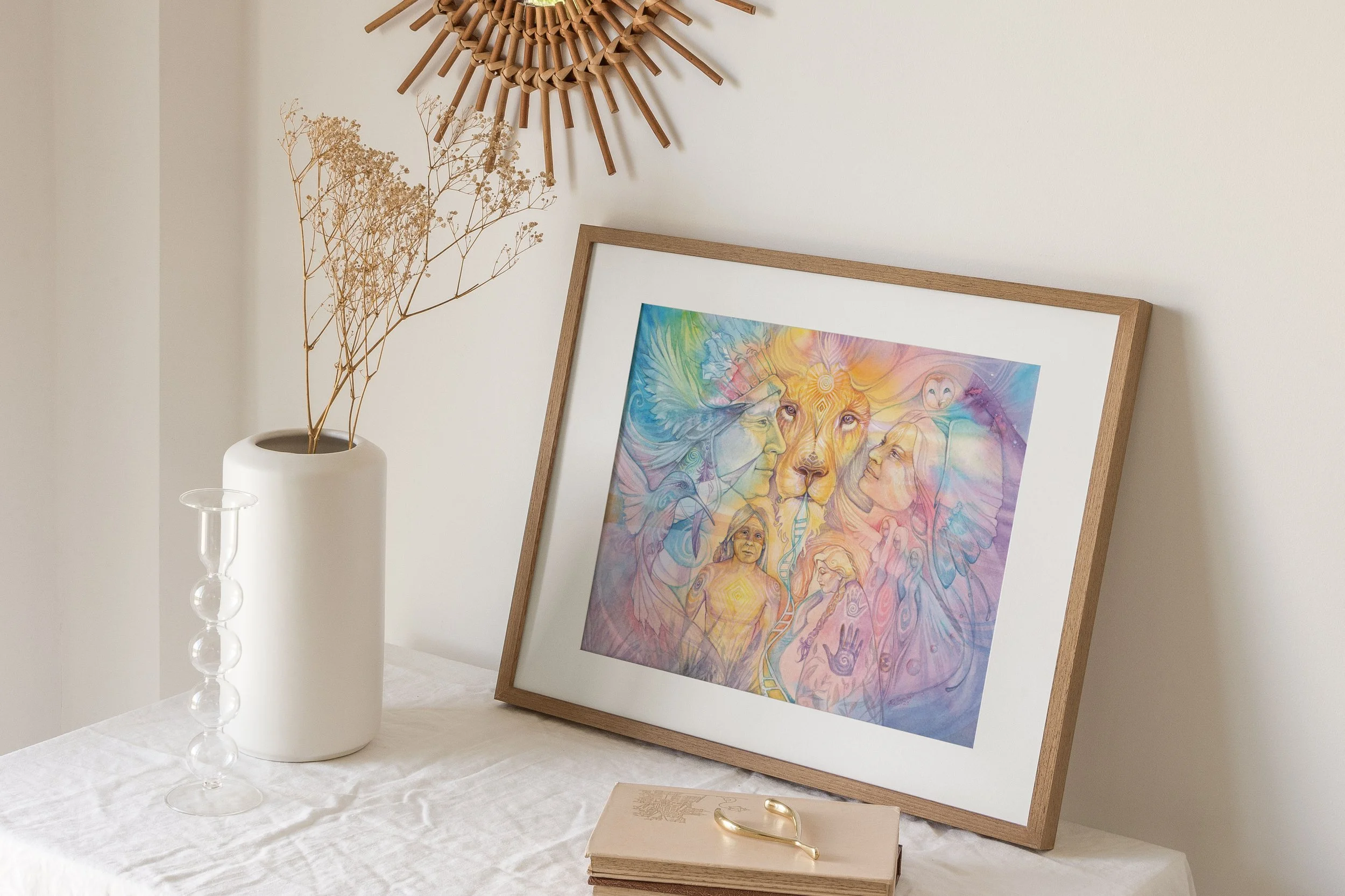 Tutelary Spirits in frame on table.jpg