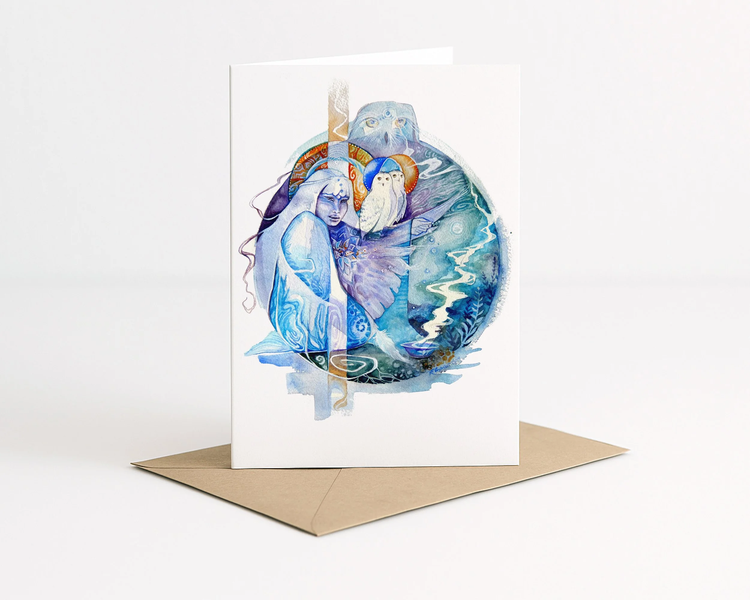 Snowy Owl Medicine Woman Greeting Card