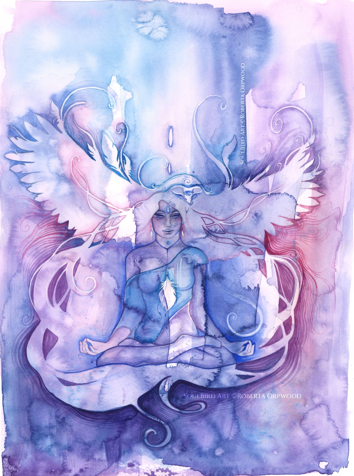Owl Medicine Woman Original Watercolour Painting