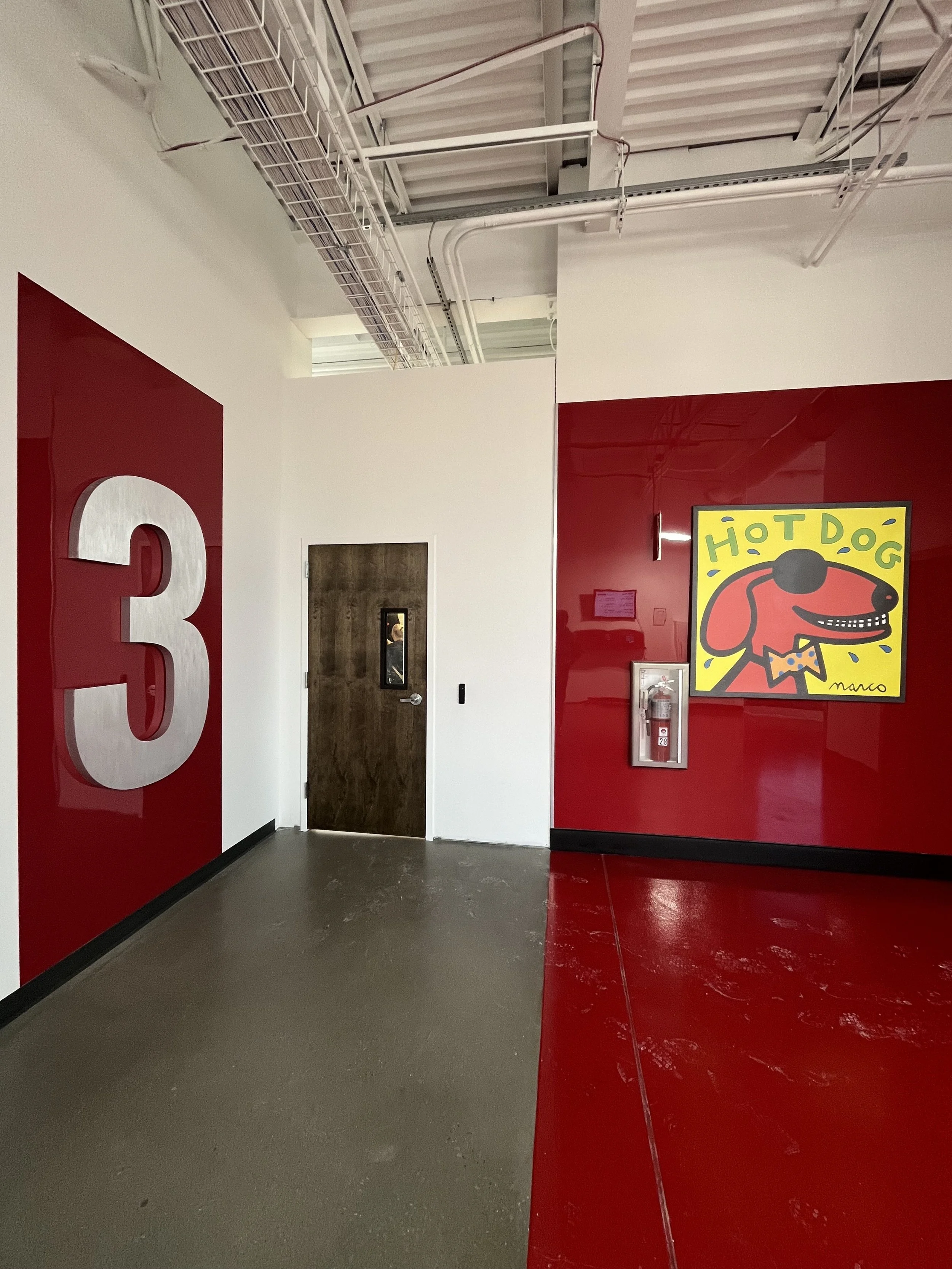 Close-up view of commercial-grade security door installation at THOR Labs, featuring reinforced frame and industrial hardware