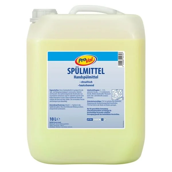 10-Liter-Kanister mit ProVal Handspülmittel, zitronenfrisch, hautschonend