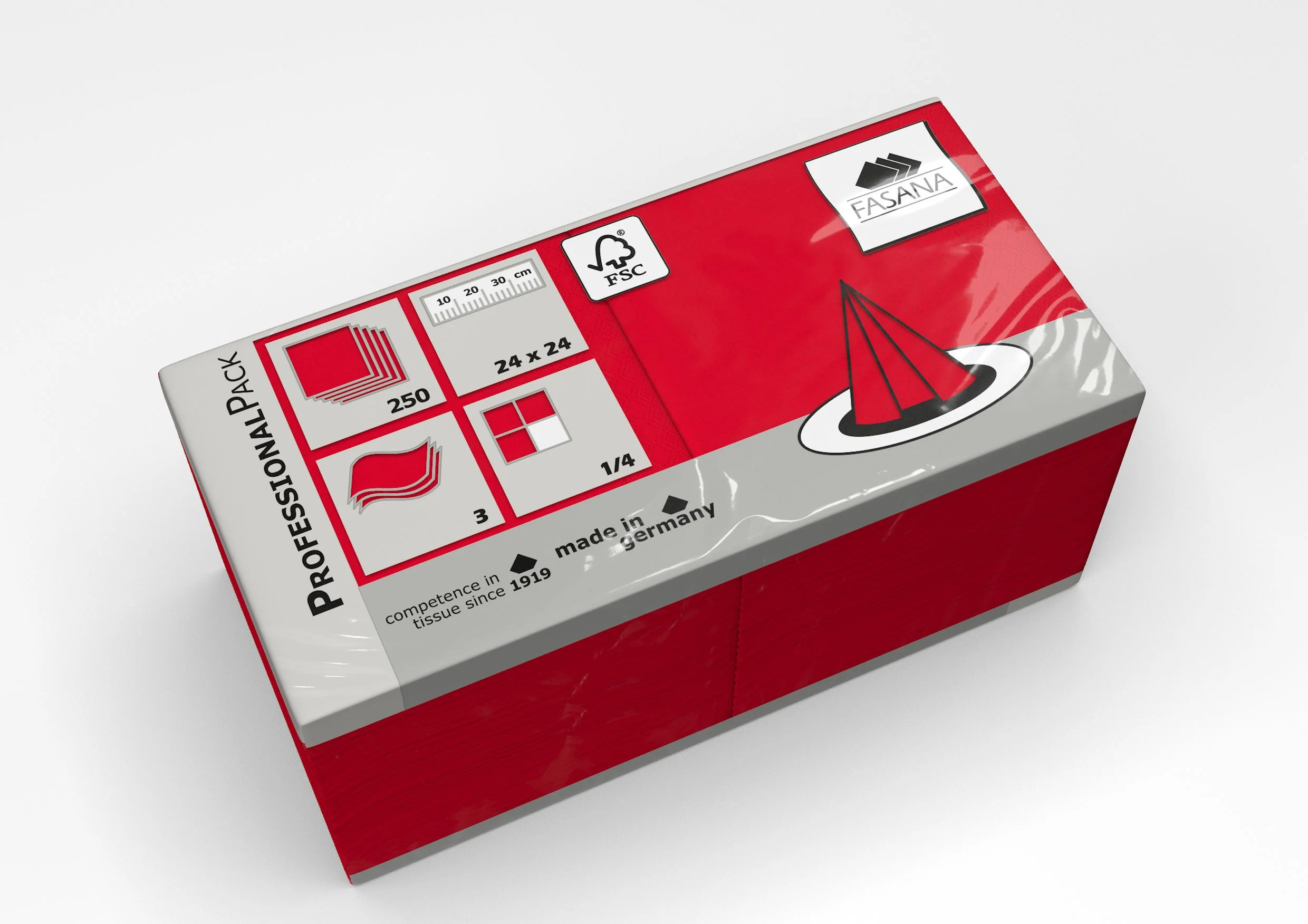 Schachtel Gräser mit roten, weißen und schwarzen Grafiken, Texten und Symbolen, inklusive FSC-Logo, Verpackungsangaben, deutsche Herkunftsbezeichnung und Qualitätszeichen.