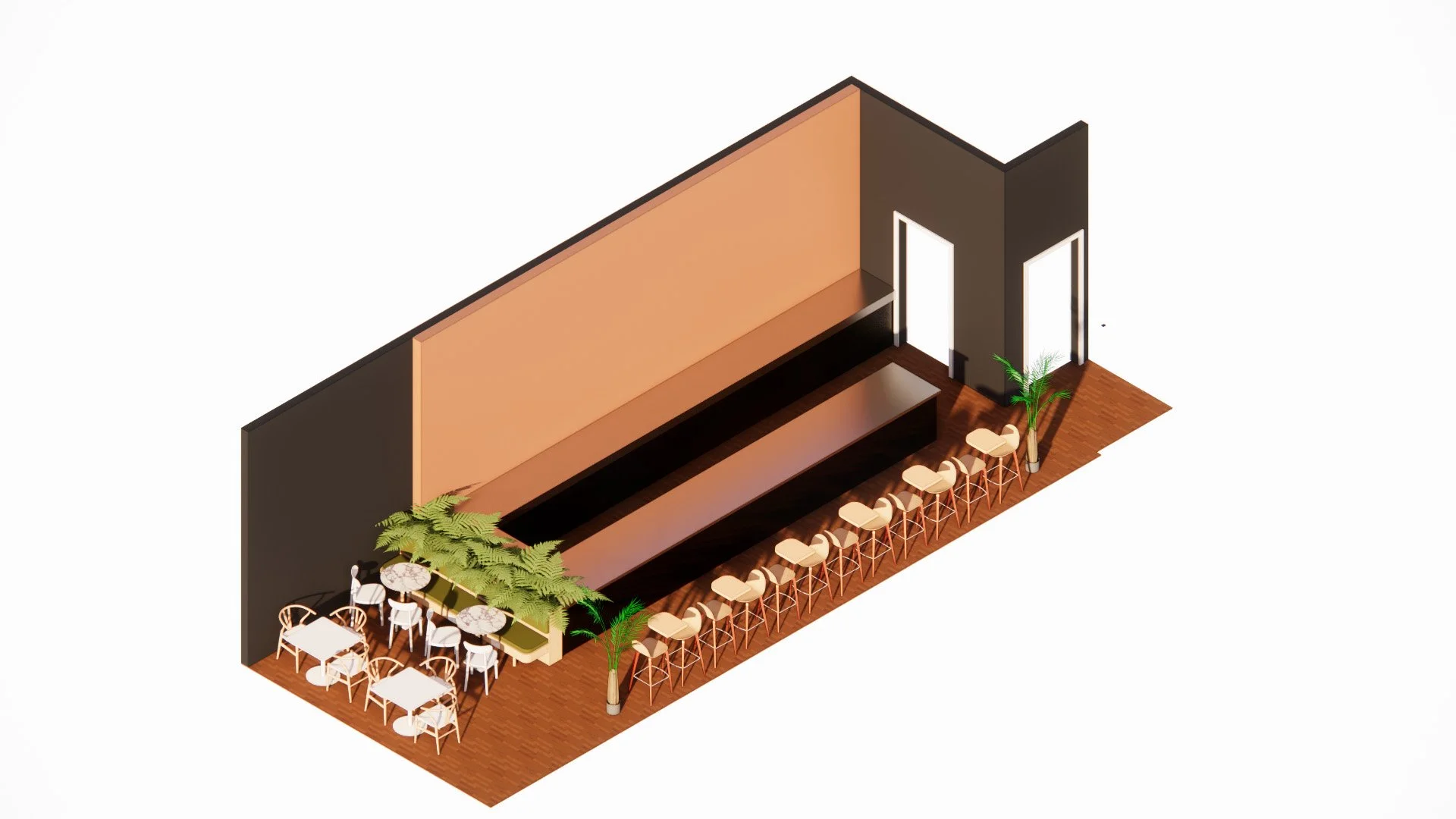 Axonometric view of cafe
