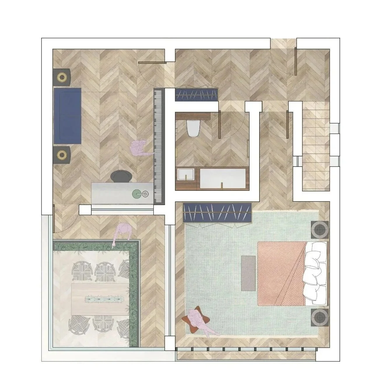 First floor illustration plan of a small modern house