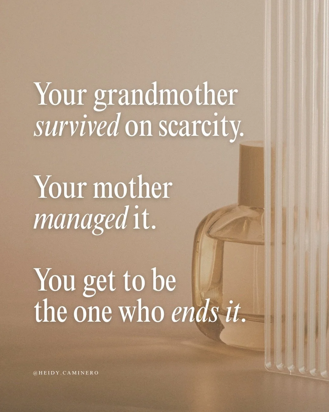 It was never about the perfume running out, it was the sense of (false) security the perfume represented.

Because when scarcity is the program running in the background &mdash; you can have the six-figure income, the house, travel&hellip;and still f