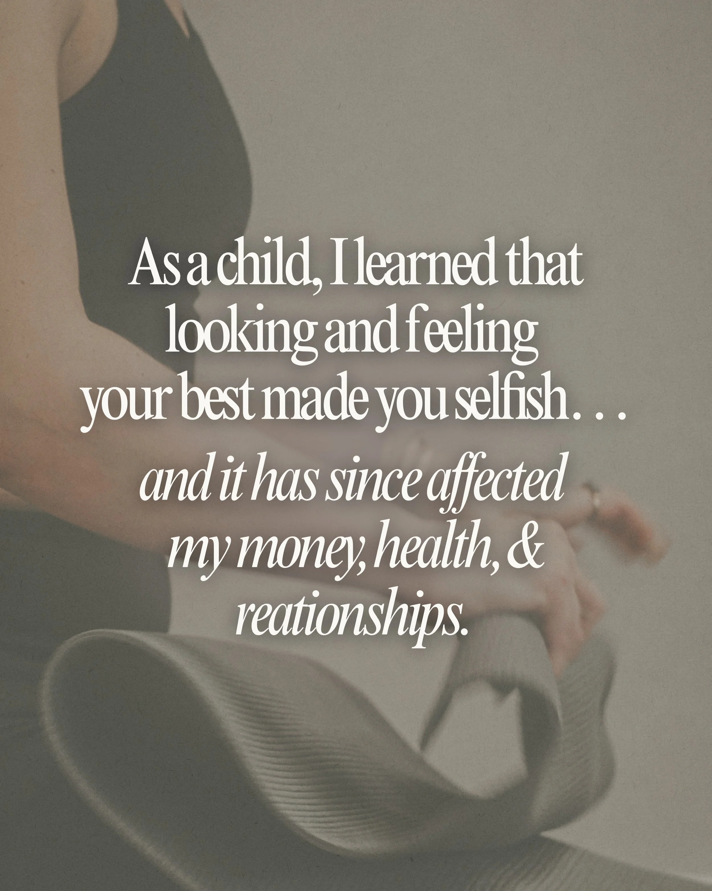 The way you treat your body is data about what you believe you deserve.

It&rsquo;s not really about discipline or willpower.

But the inherited program running underneath both.
Most women are working against that program without knowing it. White-kn