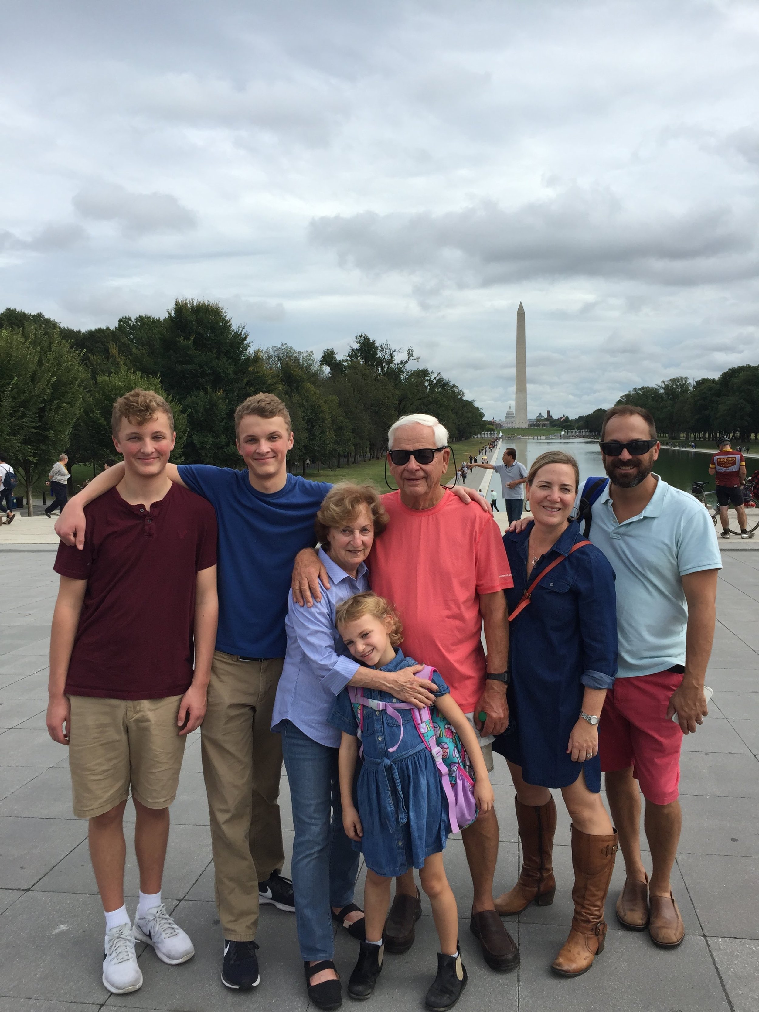 Family in front of Reflecting Pool