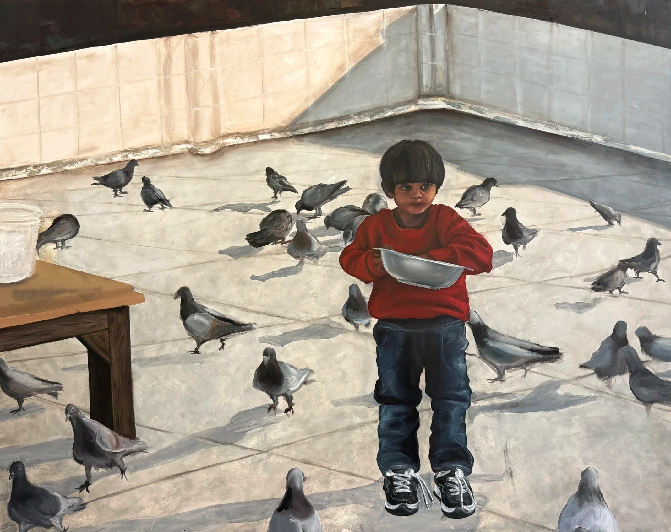 "Kabootarbazi,"
Oil on canvas, 
48" x 60",
2026
