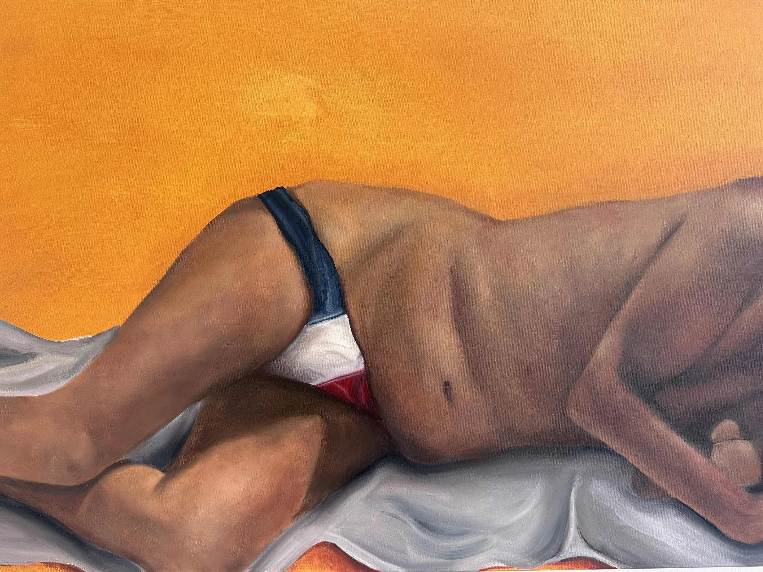 "Marseille Man," Oil on Canvas, 24" x 60", 2026 (part 1)