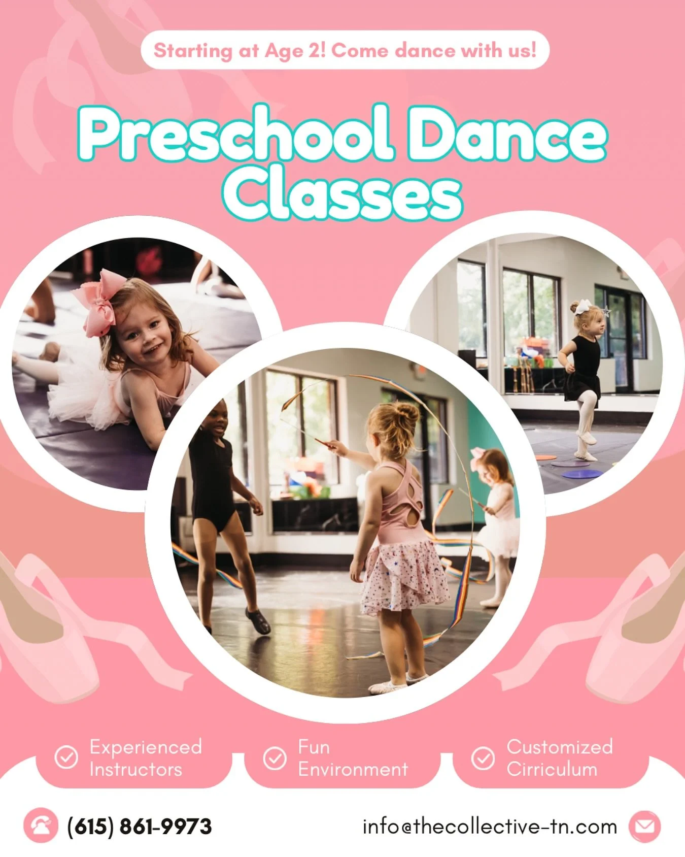 ✨ Calling all tiny ballerinas! ✨ Our preschool dance classes are in full swing!🌸👯&zwj;♀️

What We offer for Ages 2-4:
🌟 Mini Movers (Music, Movement, Motor Skills Fun!)
🌟 Tap &bull; Ballet &bull; Tumble
Secure your spot today and watch your littl