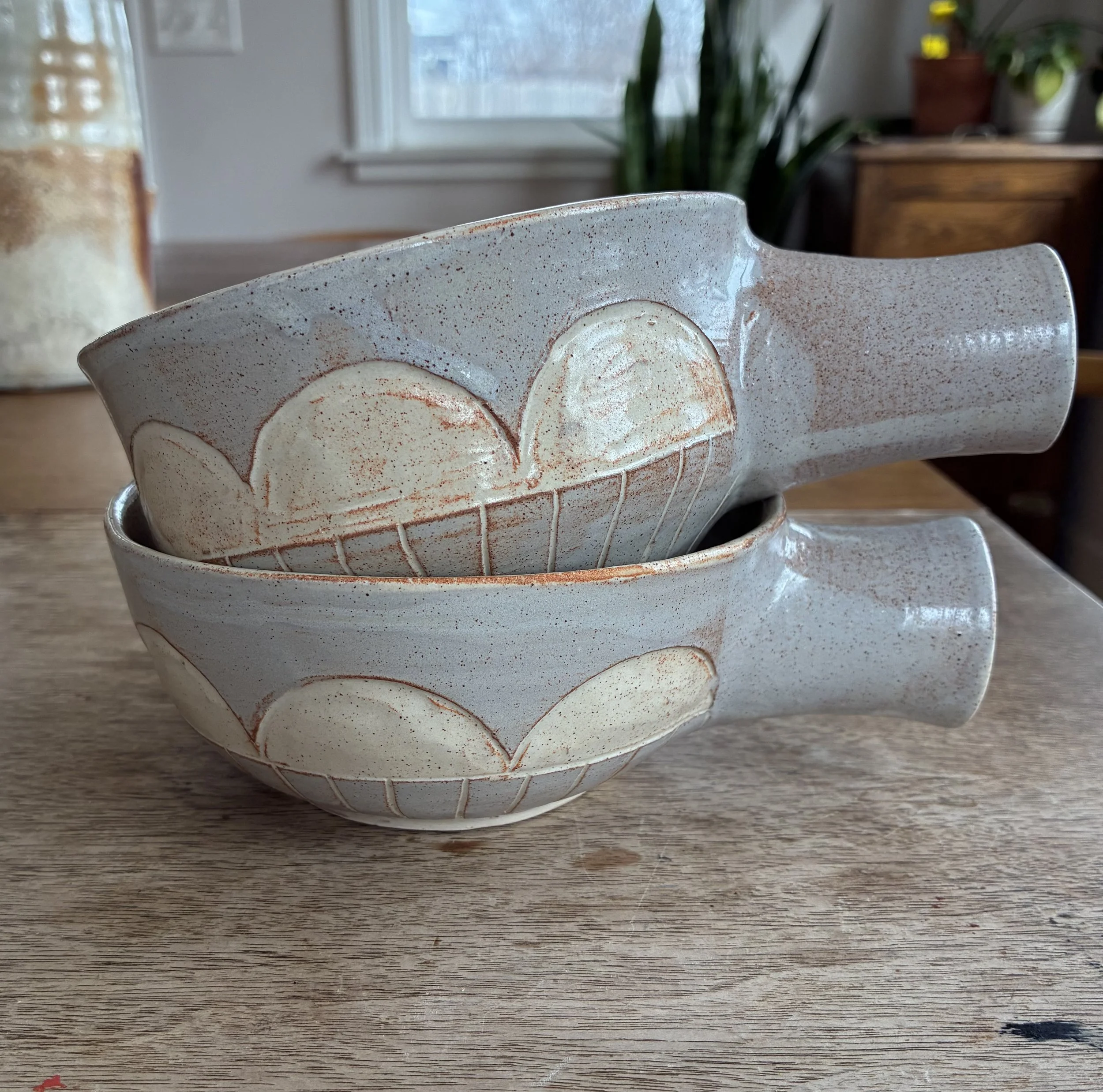 Lavender Circus Bowl with Handle