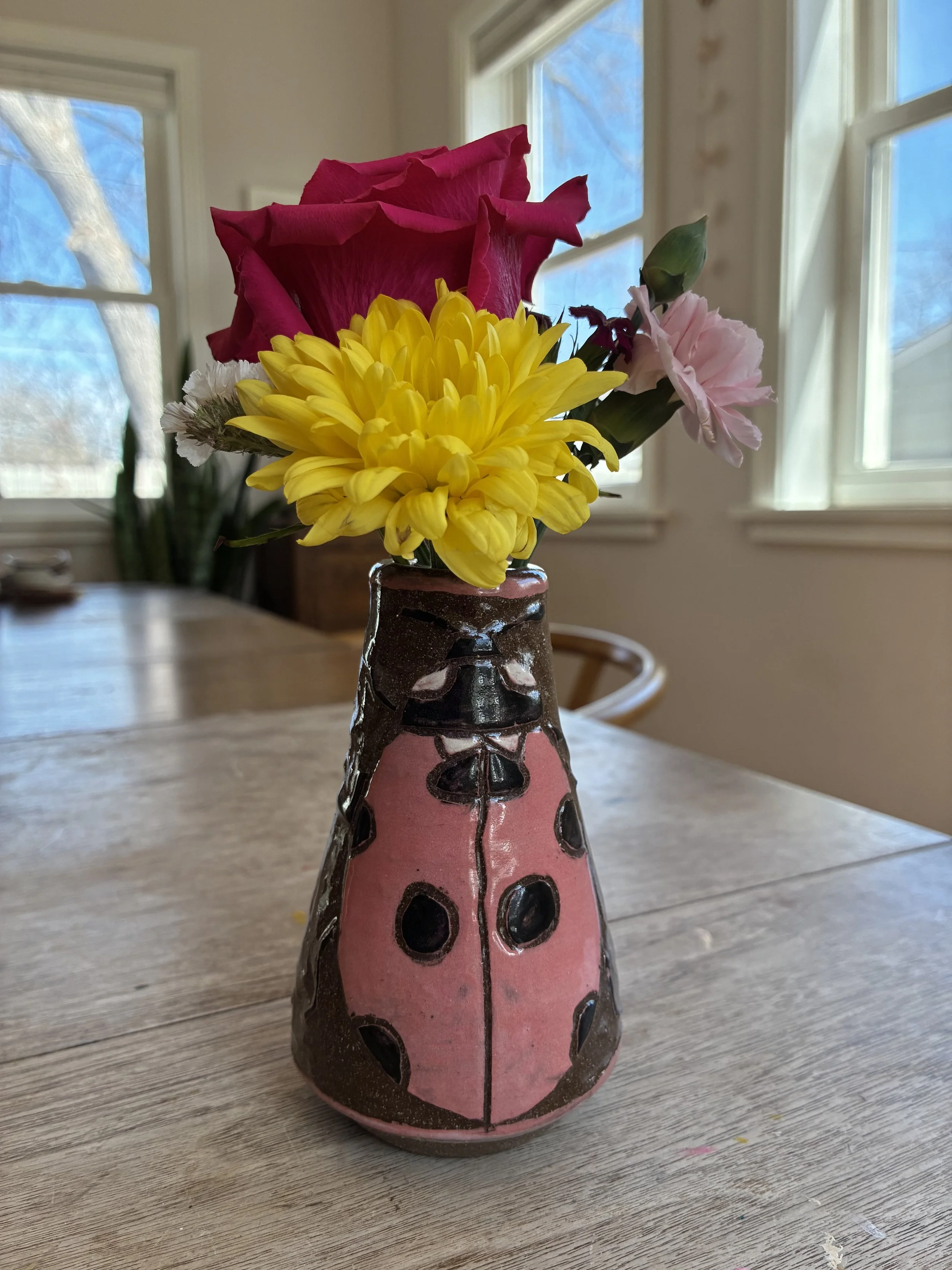 Lucky Ladybug Bud Vase