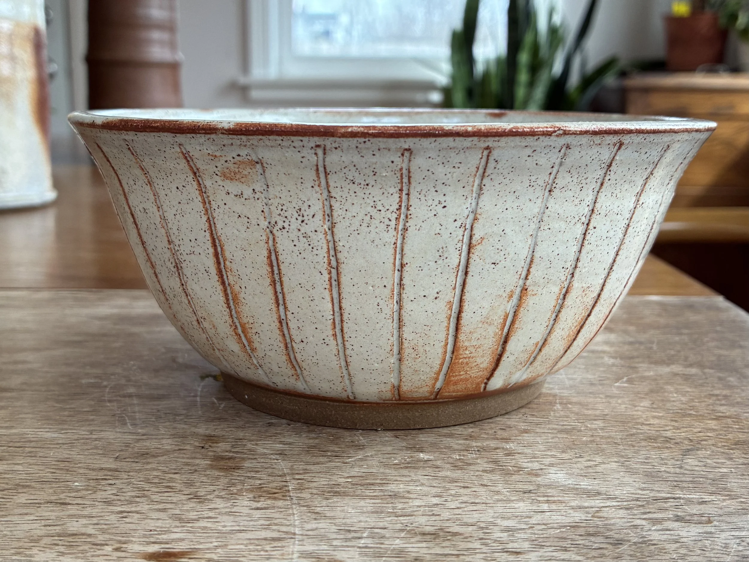 Folk White Striped Bowl