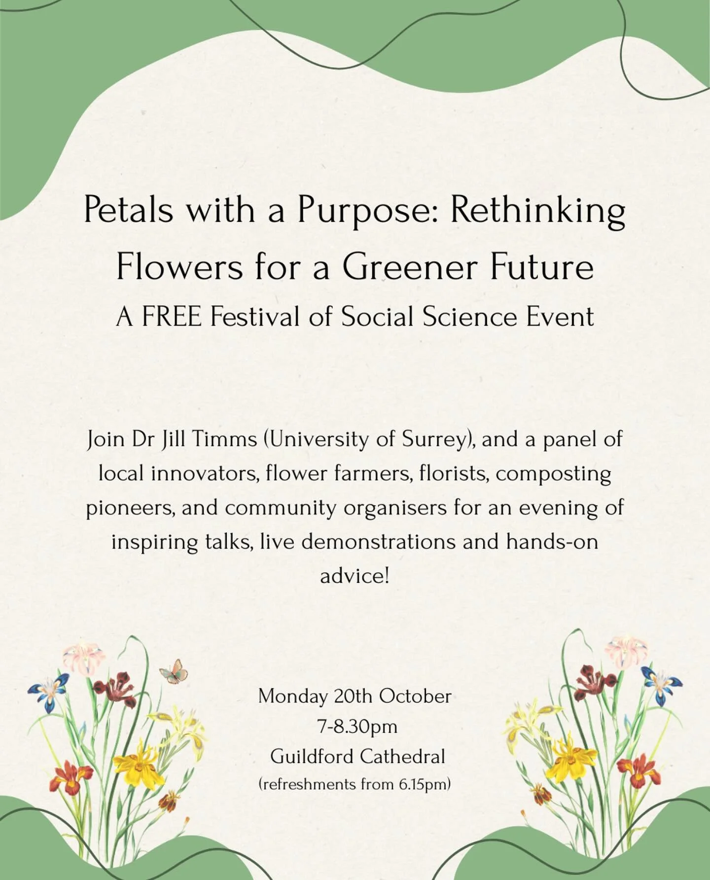 We are very much looking forward to being a part of this inspiring event and we welcome everyone to join us for a discussion about all things sustainable 🌱
🌸 PETALS WITH PURPOSE: Rethinking Flowers for a Greener Future
Monday 20th October 2025
7