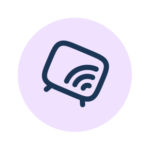 Wi-Fi router icon inside a light purple circle