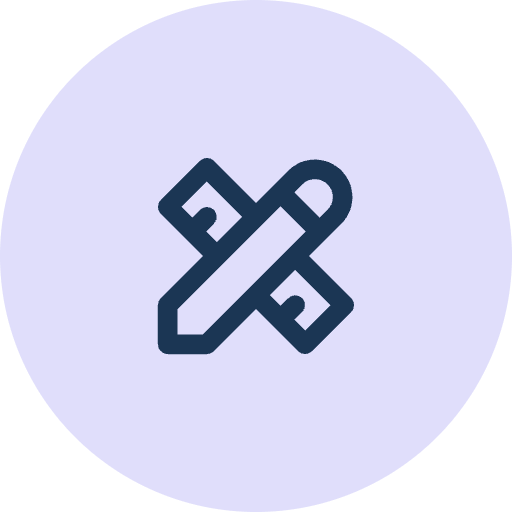 Icon of a pencil and a ruler crossed over each other.