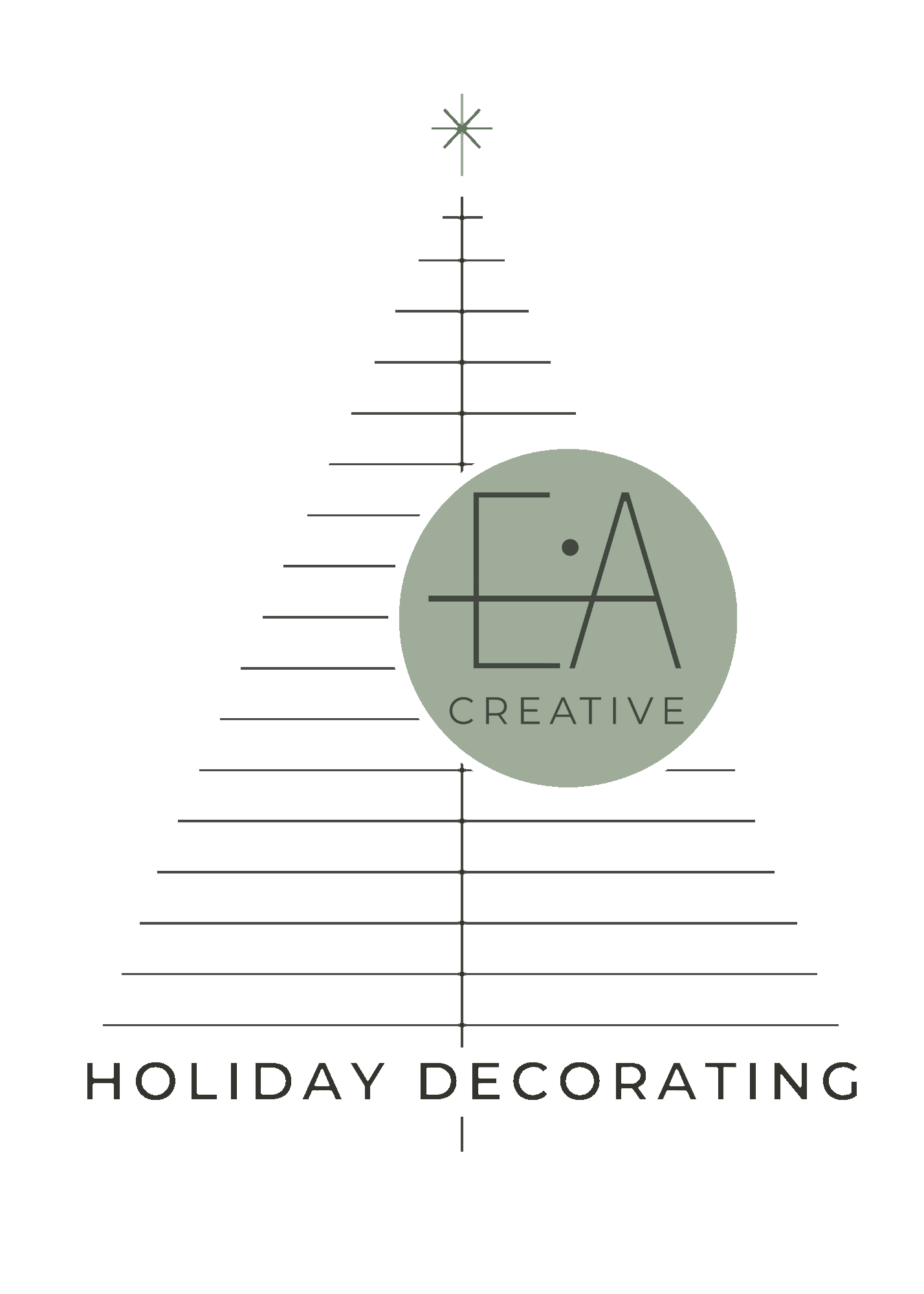 A promotional graphic for holiday decorating featuring the logo 'EA Creative' and the text 'Holiday Decorating'.
