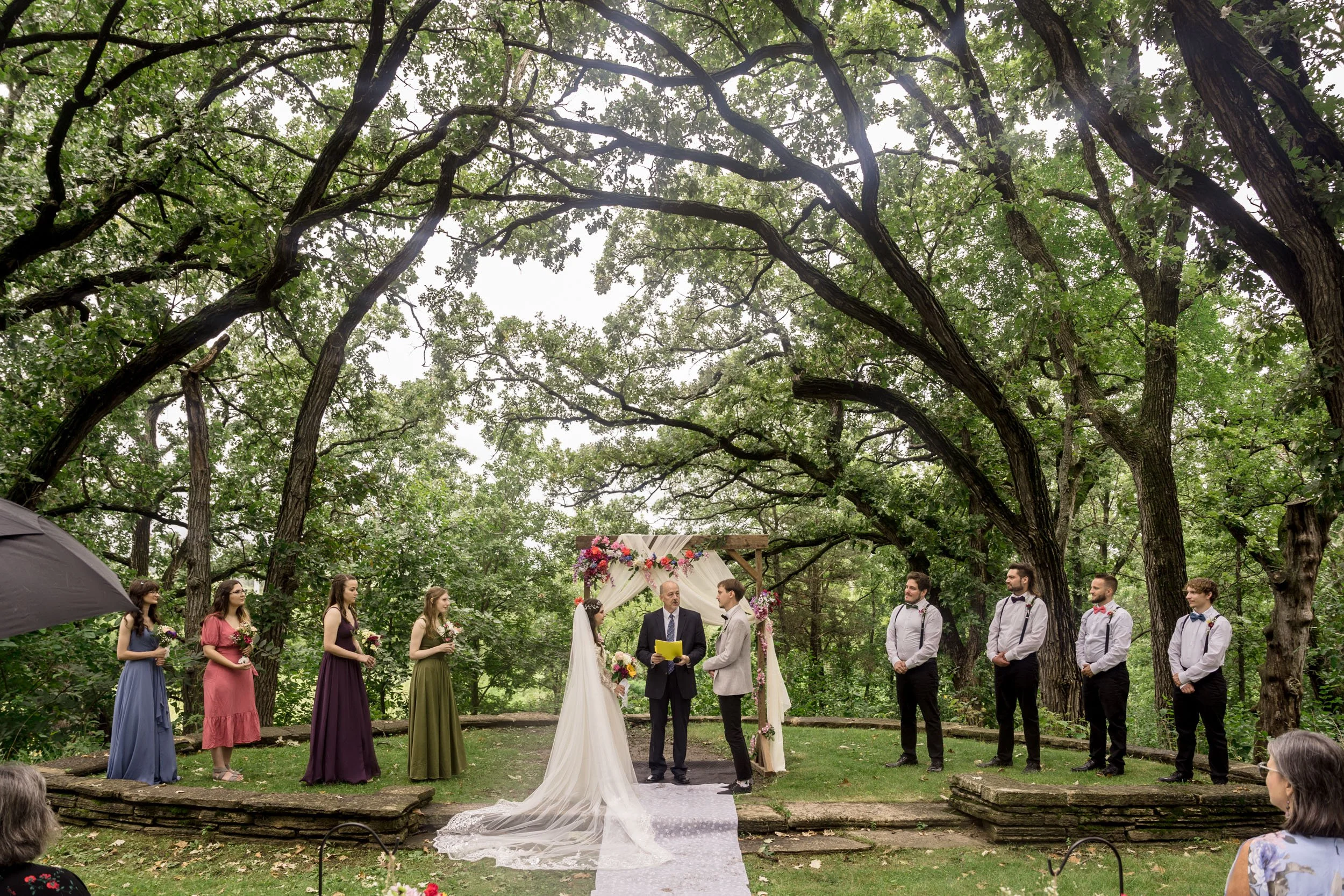A Wedding Ceremony in the woods in Woodstock, Illinois.