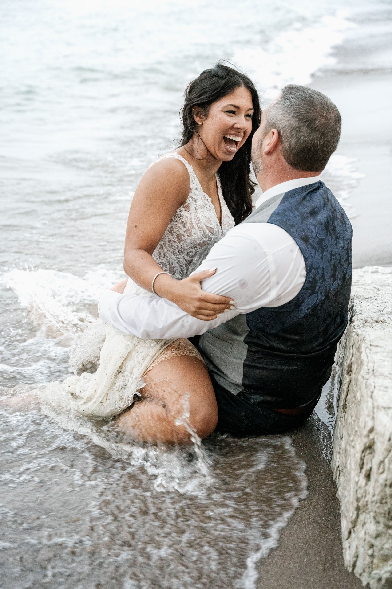 An intimate embrace in Lake Michigan at Kenosha Beach in Kenosha, Wisconsin.