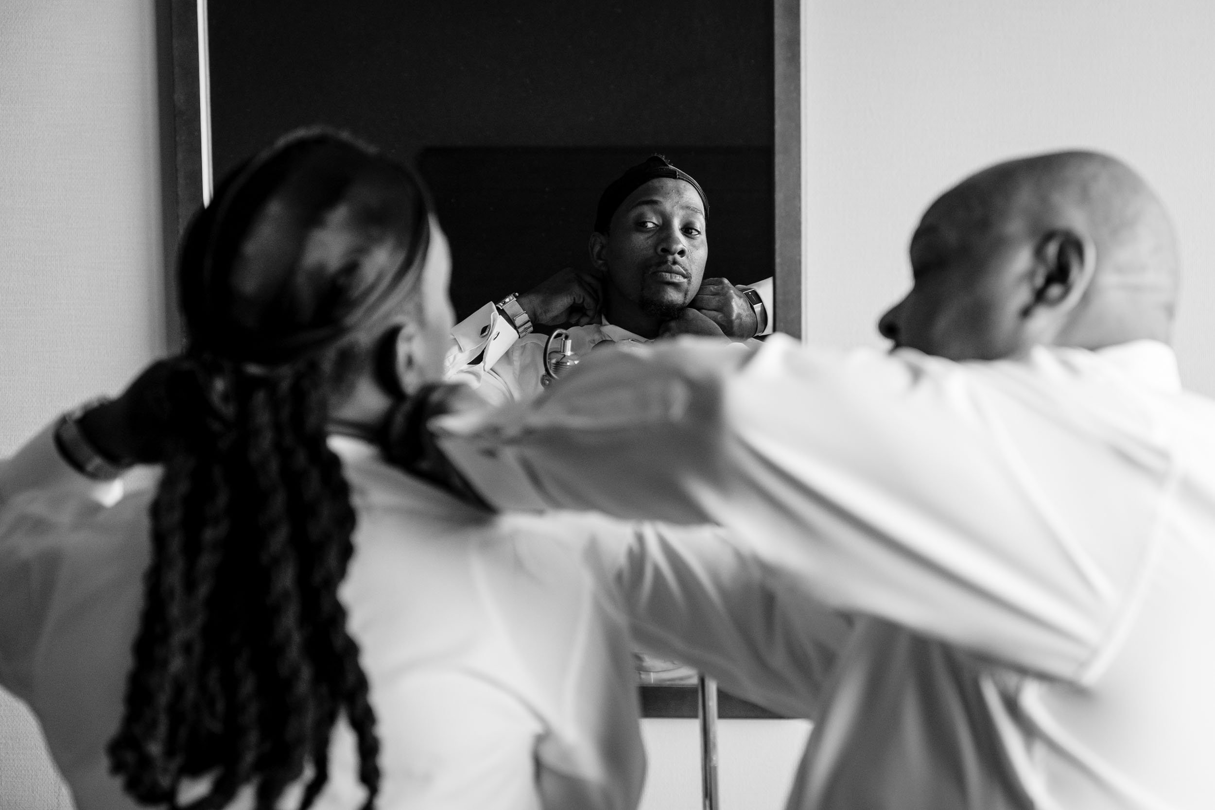 A Groom gets help from his Dado on his Chicago Wedding Day.