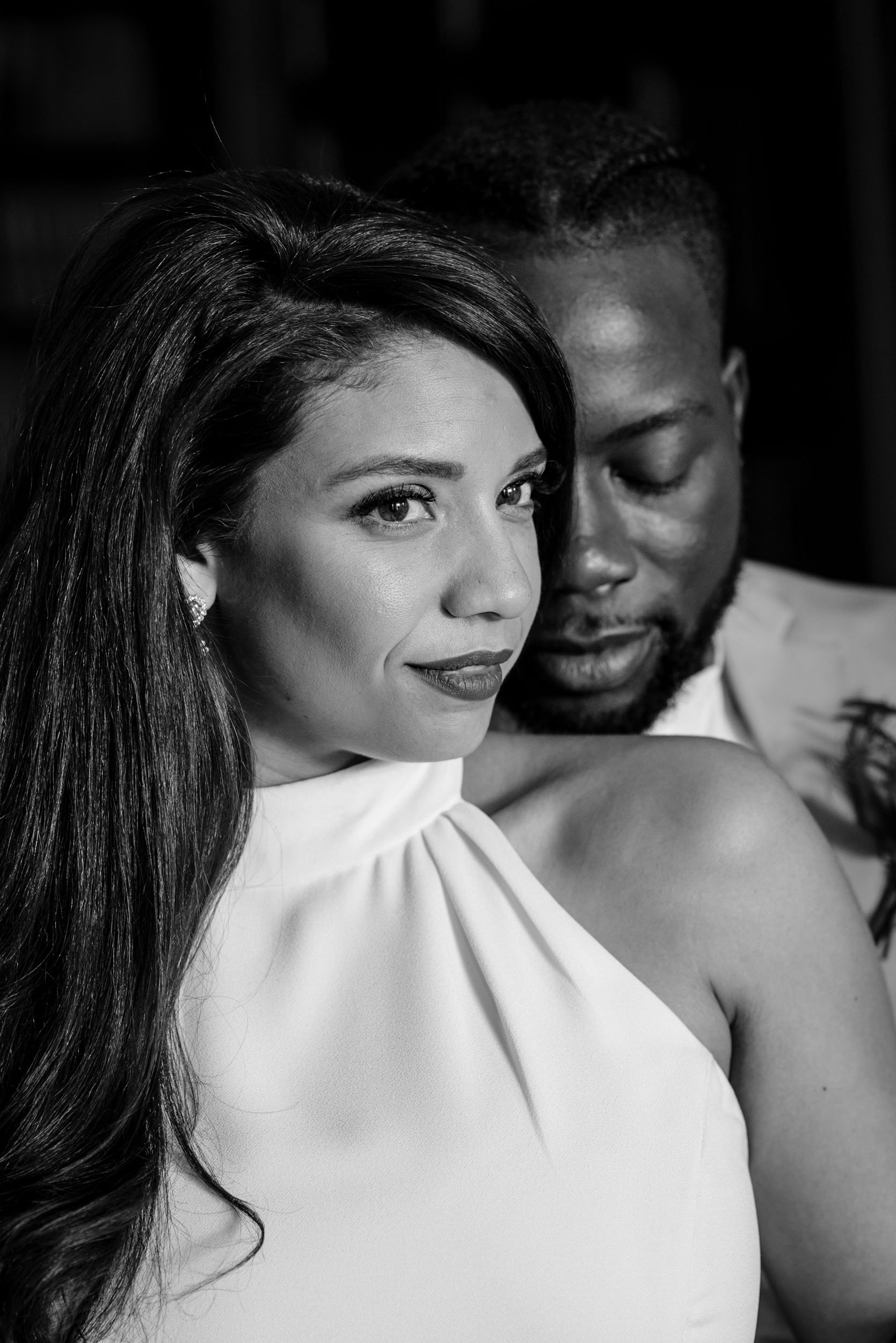 A couple has an intimate moment during their photos on their Wedding Day in Oakbrook, IL.