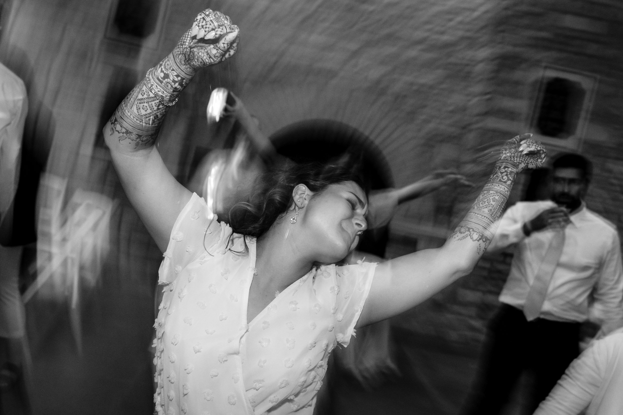 A Bride dances during her wedding receoption in Glenview, IL