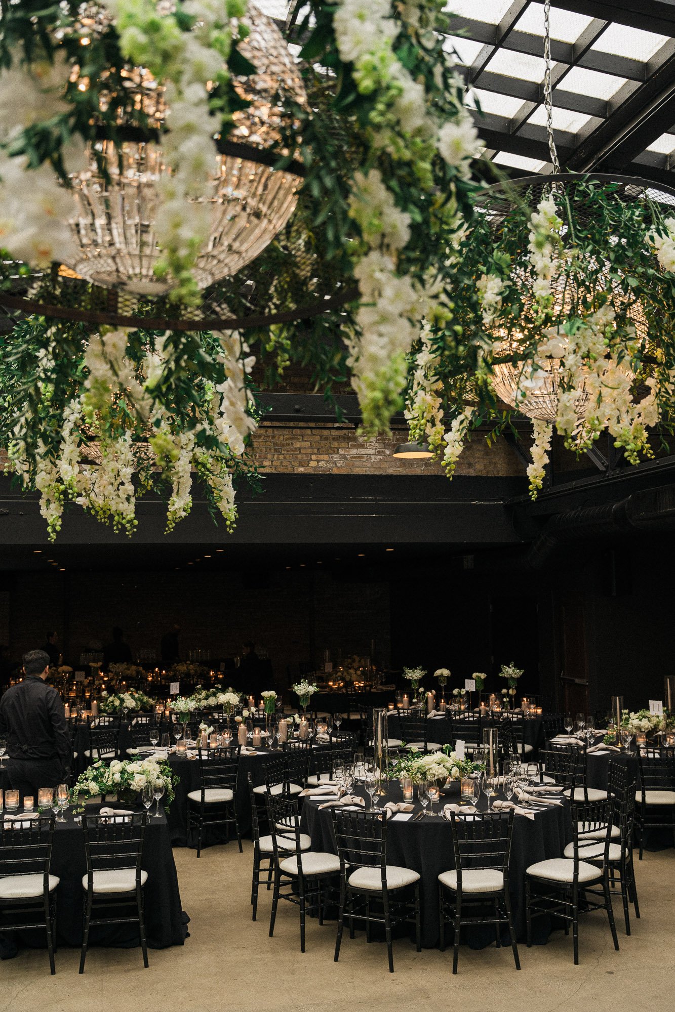 A reception setup at Revel Motor Row in Chicago, IL.