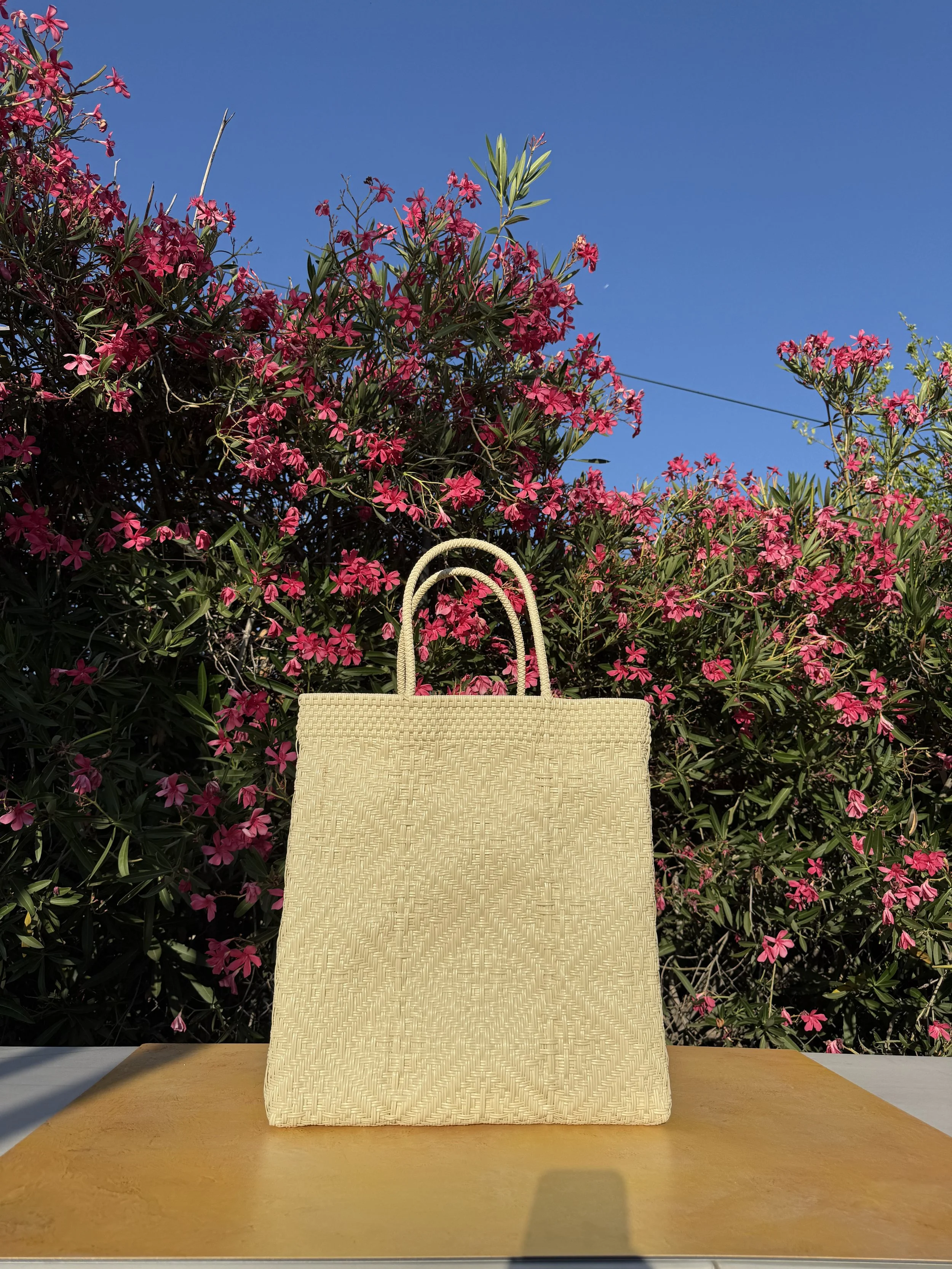 Beige Jumbo Woven Mercado Bag