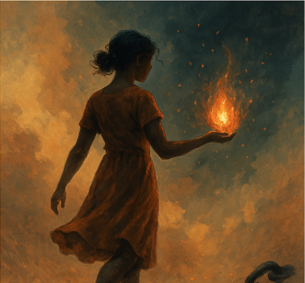 Girl holding flame