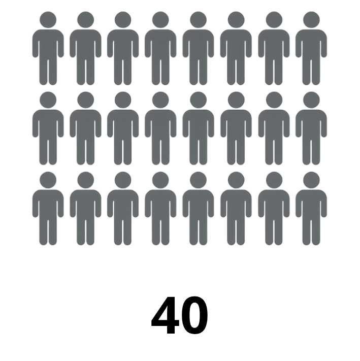 Muchas figuras humanas grises en filas\