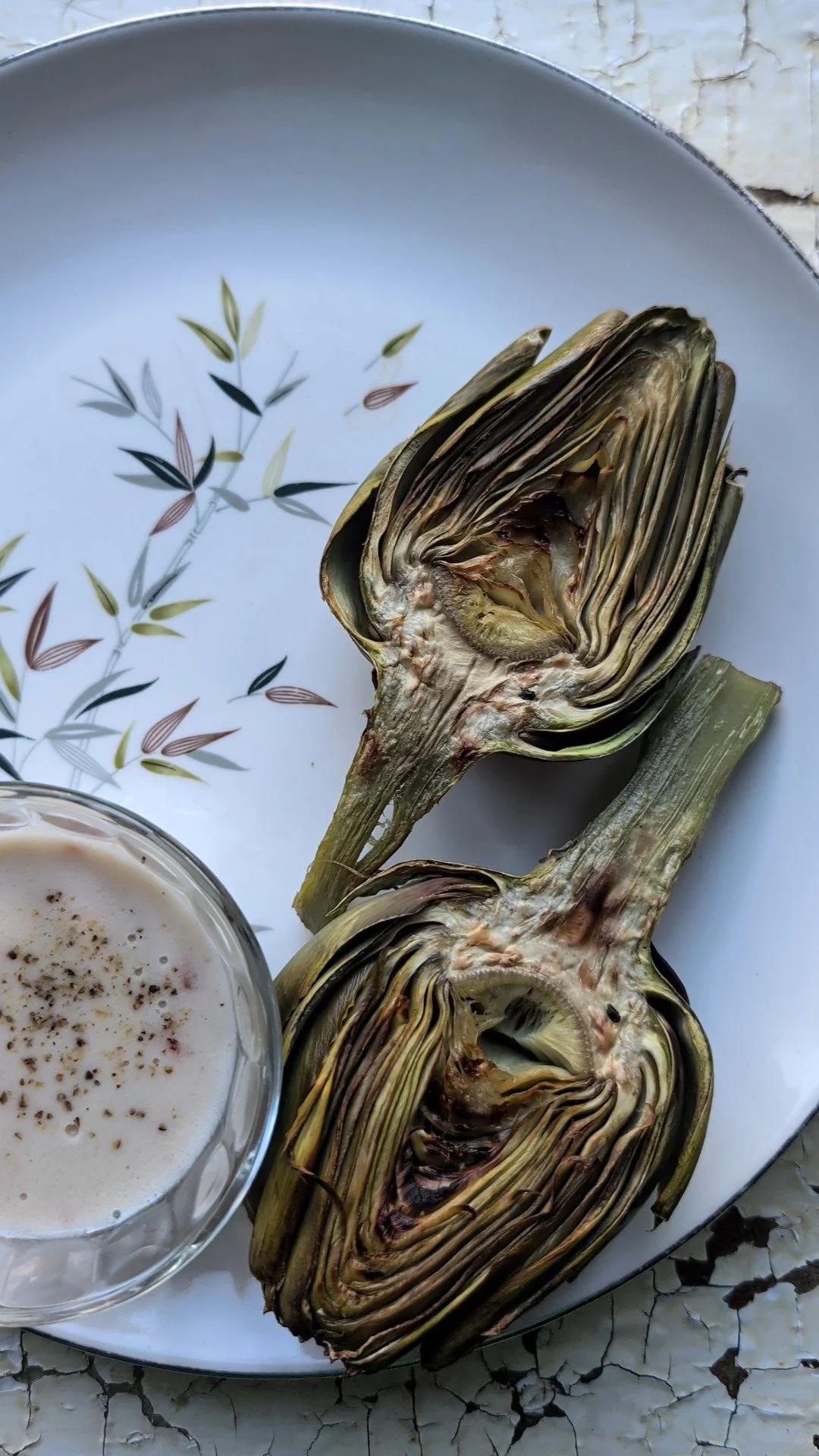 Broiled Artichokes with Rich No Salt Vegan Dipping Sauce
